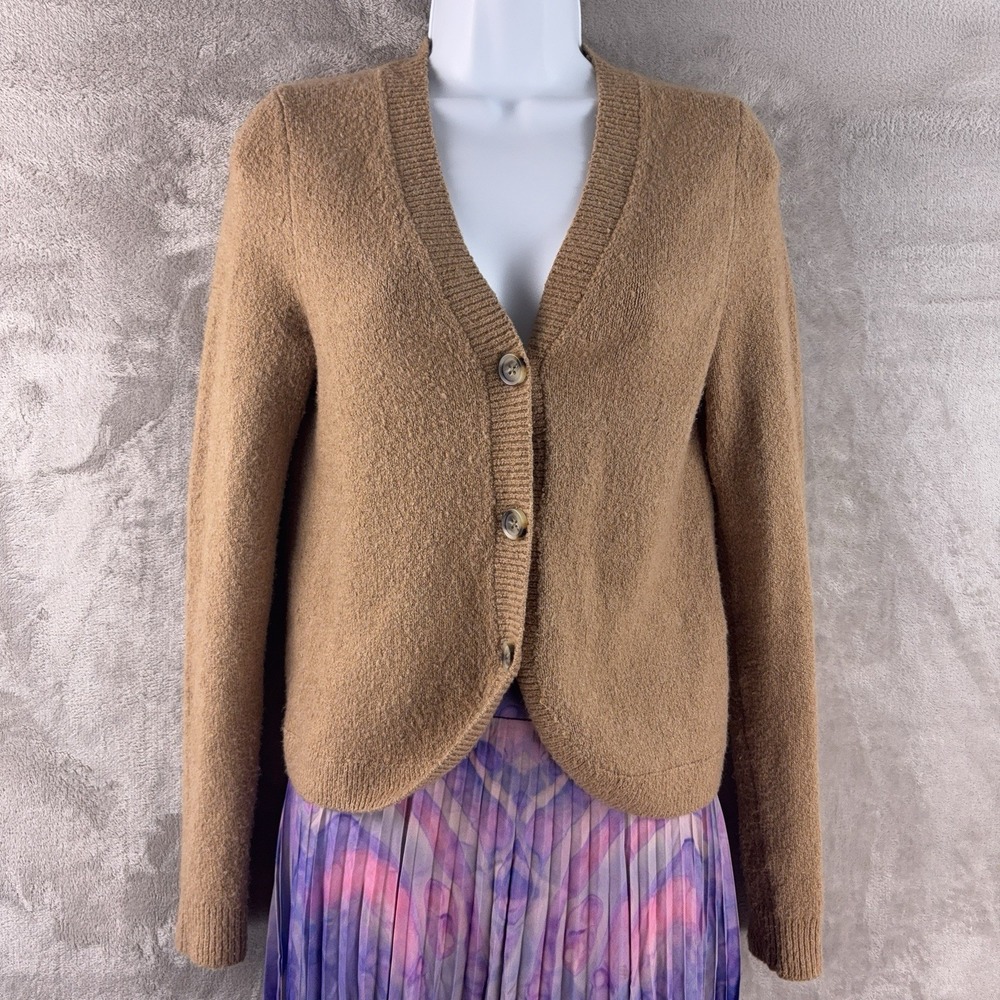 Madewell Cropped Cardigan Womens Size XS Brown Knit Casual Long Sleeve